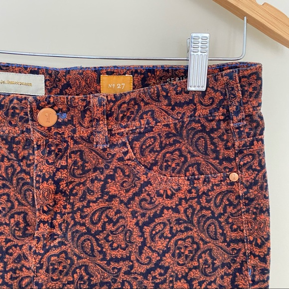 PILCRO AND THE LETTERPRESS Navy Orange Serif Corduroy Pants Paisley - Picture 5 of 13